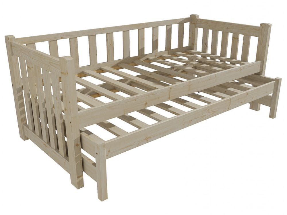 eoshop Detská posteľ s výsuvnou prístelkou DPV 002 (Rozmer: 80 x 180 cm, Farba dreva: surové drevo)